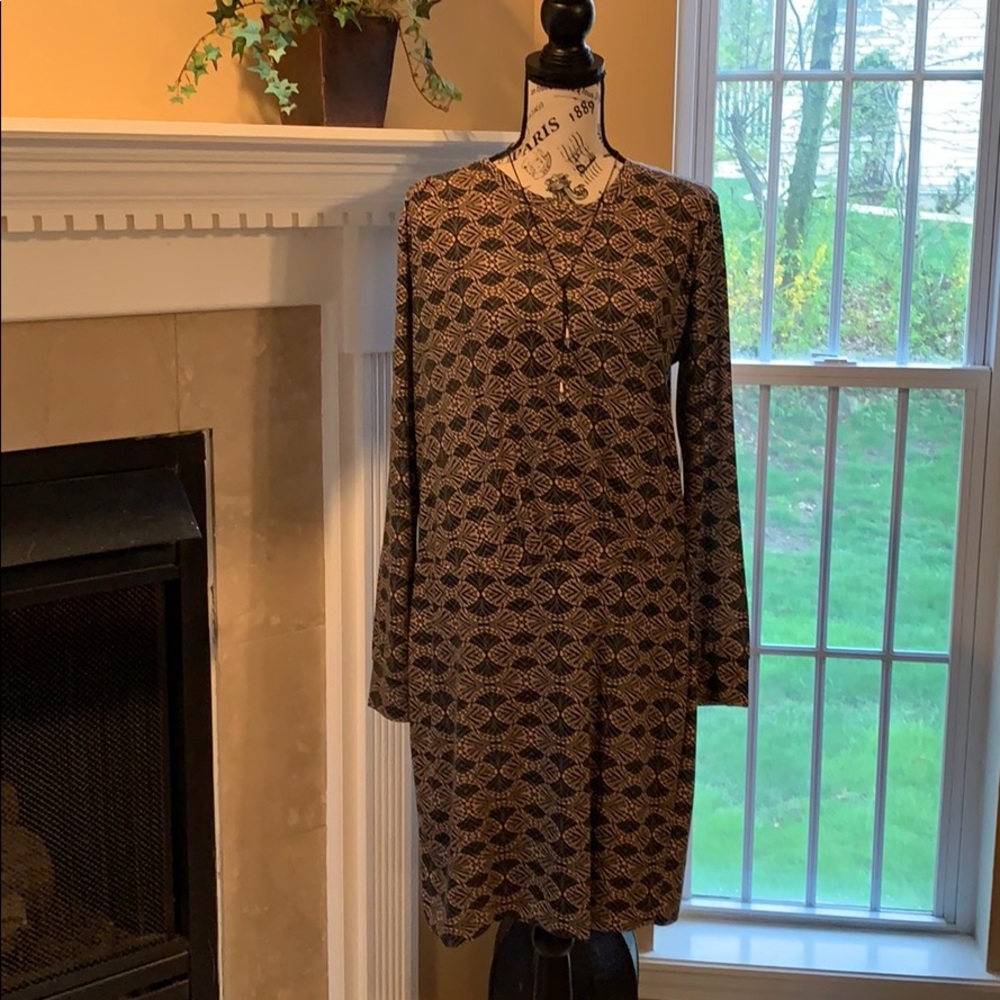 Joe Fresh Large Muted Black and Tan Dress